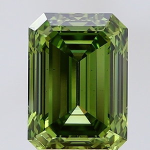 Diamant de laboratoire taille émeraude 2,82 ct, vert vif fantaisie, VS2, certifié IGI, diamant CVD en vrac pour la fabrication de bijoux - Product Image 1