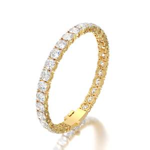 Bracelet tennis complet en or 14 carats avec diamants brillants de laboratoire certifiés IGI, 16 carats, plaqué rhodium, luxe, unisexe, pour fiançailles - Product Image 5