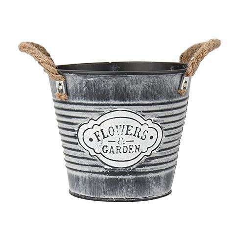 Handmade Metal Garden Planter With Rope Handle Home Garden Decor Accessories
