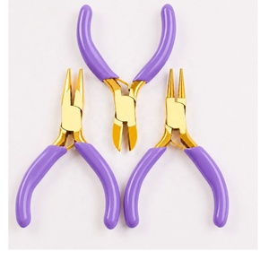 Juego de 7 Pinzas Profesionales para Hacer Joyas - Acabado Dorado con Empuñaduras Lila - Product Image 2