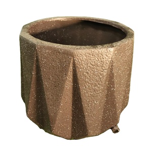 Small Fiberglass geo design FRP Planter with Rough Texture Indoor & Outdoor Flower Pots & Planters for Home & Garden Use - Product Image 1
