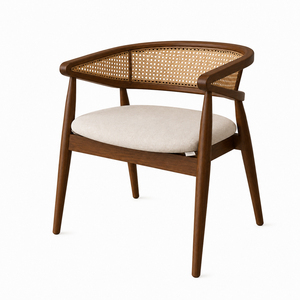 Elegant Solid Teak Contemporary Export Dining <b>Table</b> Set <b>Walnut</b> Finish Round Cane Dining Chair for Restaurant and Villa Furniture - Product Image 3