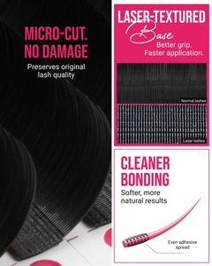 Extensions de cils Charmlash en gros, base découpée au laser, plateaux de cils en cachemire plus doux, sans cruauté animale, sans colle, courbures variées - Product Image 2
