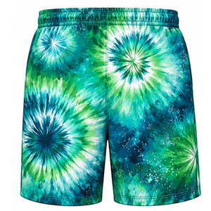 Wholesale <b>Mens</b> Tie Dye <b>Fleece</b> <b>Shorts</b> Adjustable Waist Drawstring Side Pockets Casual Lounge Athletic Leisure Wear OEM Production - Product Image 2