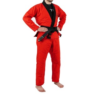 Kimono de BJJ rouge pour homme, Gi d'arts martiaux avec ceinture noire, vêtements d'arts martiaux pour femme, coupe classique, coton durable, taille adulte - Product Image 2