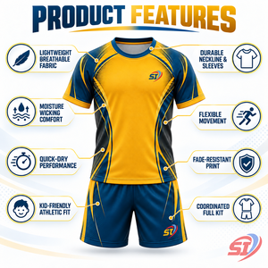 Ensemble complet de football pour jeunes : Maillot et short personnalisés Solar Contour, uniforme d'équipe haute performance, séchage rapide, impression par sublimation, col en V, élastique - Product Image 4