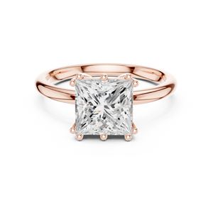 Anillo de Compromiso de Diamantes con Corte Princesa en Oro Rosa para Mujer, Estilo Clásico - Product Image 4
