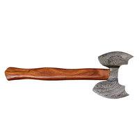 Hache à double tête en acier de Damas, outil traditionnel artisanal pour les aventures en plein air, le camping et le bushcraft