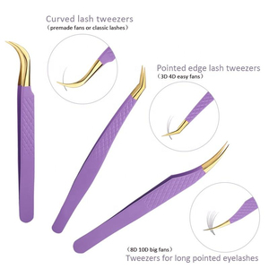 Premium Purple Stainless Steel Eyelash Tweezers Set <b>Precision</b> Tip For Lash Extension <b>Tools</b> at Competitive Prices - Product Image 4