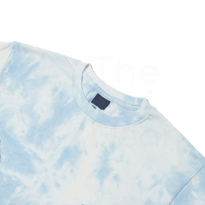 Camiseta de Manga Corta con Cuello Redondo y Estampado Tie-Dye para Hombre, Corte Regular, Tejido de Punto Informal, Diseño con Patrón Azul y Blanco - Product Image 3