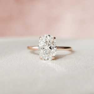 Bijoux fins de luxe, or jaune 9 carats, certificat IGI, diamant de laboratoire 2,5 carats, coupe ovale, bague de fiançailles solitaire, bague de mariage - Product Image 2