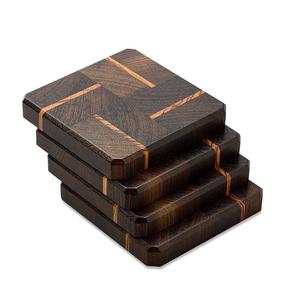 Posavasos de madera marrón modernos y elegantes, juego de cuatro almohadillas/alfombrillas cuadradas artesanales para la mesa del hogar, proveedor indio - Product Image 6