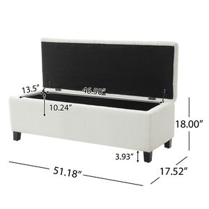 Panca Ottomana Bianca con Superficie Bouclé e Vano Contenitore, Gambe in Legno di Gomma Resistenti, Capacità 300 Libbre, Sgabello e Pouf - Product Image 3