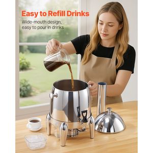 Dispenser per Bevande in Acciaio Inox da 2,7 Galloni, Erogatore di Caffè e Tè Caldo/Freddo con Bruciatore ad Alcool e Refrigerazione a Ghiaccio - Product Image 5