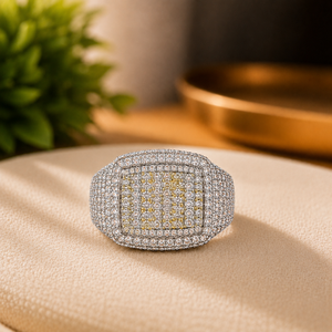 925 Sterling <b>Silver</b> Iced Out Moissanite Engagement Anniversary Wedding Band <b>Ring</b> with Claw Set Round Diamonds for <b>Men</b> - Product Image 6