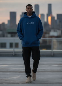 Styliro <b>Men's</b> Regular Fit <b>Pink</b> Solid <b>Hoodie</b> 100% Cotton Fleece Casual Front Logo Print Winter Wear - Product Image 4