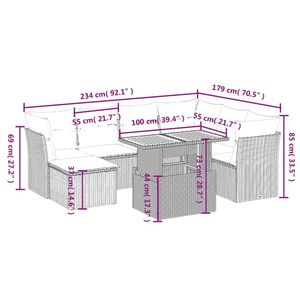 Ensemble de canapés de patio en polyrotin noir 8 pièces avec coussins, mobilier d'extérieur élégant - Product Image 3