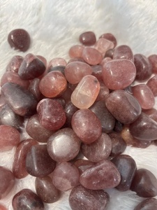 Authentic strawberry quartz tumbled stone with rosy <b>red</b> <b>tones</b> smooth polished surface rounded form for crystal collections decor - Product Image 2