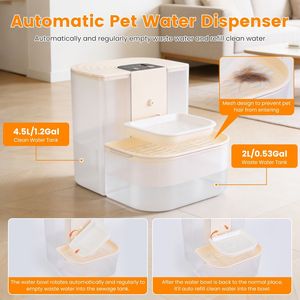 Distributore d'Acqua Automatico Intelligente a Doppio Serbatoio per Animali Domestici, Fontana d'Acqua Senza Fili con Filtrazione da 4,5L - Product Image 5