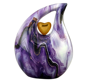 Urnas de Cremación para Adultos con Forma de Lágrima y Corazón, Acabado Colorido Antiguo, para Cenizas Funerarias, Metal, Latón/Aluminio - Product Image 1