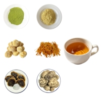 Mélange de 6 poudres de matières premières : extrait de champignons, matcha et pollen de pin