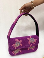 Sac à bandoulière perlé motif tortue, style indien moderne, entièrement fait main, pour soirée, accessoire de mode féminin