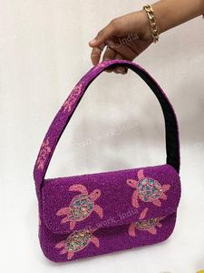Purple Beaded Shoulder <b>Bag</b> Turtle Design Indian Fully Handcrafted Evening Party Fashion <b>Womens</b> Handmade Purse Accessory Gift <b>Bag</b> - Product Image 2