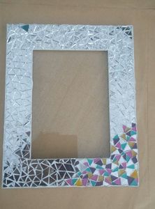 Yellow Blue Resin Mosaic <b>Mirror</b> Rectangle <b>Wall</b> Mounted Glass Tile Art Piece Indoor Home Decor Ornament Patterned Reflective - Product Image 4