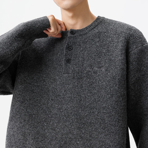 <b>Men's</b> High Quality Casual <b>Henley</b> Knit Sweater <b>Long</b> <b>Sleeve</b> Button Placket Pullover Warm Soft Winter Knitwear Custom Wholesale - Product Image 4