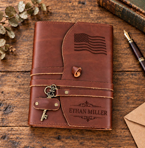 Refillable Full-Grain Leather Journal, Engraved <b>A5</b> <b>Notebook</b>, Travel Organizer (Personalized) - Product Image 1