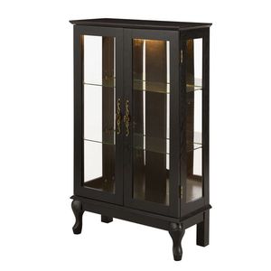 Vetrina Illuminata con Porte in Vetro Temperato e Pannello Posteriore a Specchio, Ripiani Regolabili per l'Organizzazione Domestica - Product Image 2