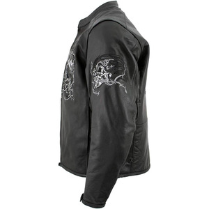 SAMROZ SPORTS Leather Men's <b>Racer</b> Style Collarless Premium Leather Motorcycle Biker Riders <b>Jackets</b> - Product Image 2