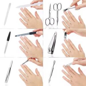 Stainless Steel Nail <b>Kit</b> With Clipper Scissors File Tweezers Portable <b>Manicure</b> Set In Black Bag Classic Style - Product Image 3