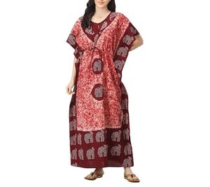 Robe de nuit longue en coton pour femmes, style kaftan batik, robe de nuit maxi - Product Image 3