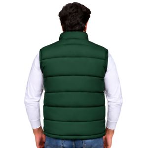 Chaleco acolchado verde bosque para hombre, sin mangas, con cremallera completa, cuello alto, cálido, acolchado, para exteriores, con bolsillos. - Product Image 6