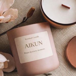 Vela de Cera de Soja Natural AIKUN con Madera de Cedro y Salvia en Frasco de Vidrio, Vela Aromática Premium para Pedidos B2B - Product Image 1