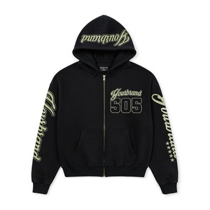 เสื้อฮู้ดดี้โอเวอร์ไซส์ผู้หญิง ผ้าฝ้ายออร์แกนิค 100% ทรงครอป แต่งลายวินเทจฟอกสีแบบแอซิดวอช ประดับคริสตัล - Product Image 1