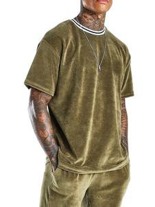 shorts set outdoor velvet set latest design men <b>velour</b> twinset - Product Image 5
