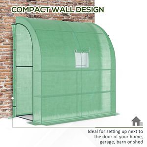 Serra a tettoia 7FT X 3FT X 7FT con 2 porte avvolgibili, finestre e copertura in PE, struttura in acciaio e legno - Product Image 6