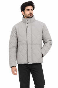 Race Ready Industry Men's Casual <b>Blue</b> Hooded Quilted Jacket Stand Collar Single Breasted Button up Thick Winter - Product Image 2