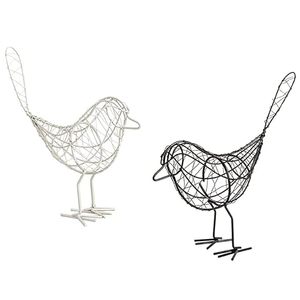 Juego de esculturas de pollo de alambre, decoración de metal en blanco y negro para mesa - Product Image 6