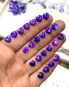 8.มม. หินน้ำตาลรูปหัวใจคาโบชองชูไนต์แท้รูปหัวใจหินหวานอัญมณีสีม่วงน้ำตาลอัญมณีทำเครื่องประดับหิน - Product Image 1