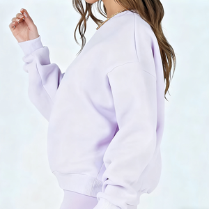 Womens Oversized Crew Neck Sweatshirt Casual Long Sleeve Pullover Loose Fit Solid Color Soft Fleece Sweatshirt Autumn Winter - Product Image 2