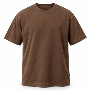 Heavyweight Ring Spun <b>Shirt</b> 275gsm Tobacco Pigment Workwear Relaxed Fit Plain Garment Dyed Crew Neck <b>T</b> <b>Shirt</b> - Product Image 4