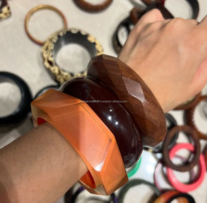 Fashionable Wide Resin Bangle Bracelet for Ladies, Smooth Polished Jewelry Modern Casual Style for Office, Party and Street Wear - Product Image 2