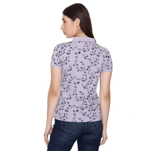 Low Price Summer Season Printed Women's Stylish Polo Shirts Custom Design Color Size Turn Down Collar Polo Shirts - Product Image 2