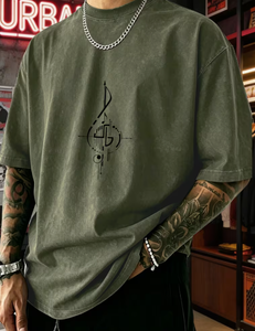 T-shirt Homme Oversize Hardihood International 100% Coton Manches Courtes Tricoté 320g Col Rond Vintage Effet Vieilli - Product Image 6