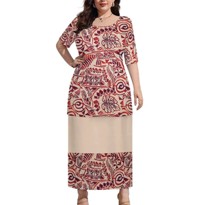 Nuevo Vestido Puletasi Samoano de Bambú y Cáñamo, 2 Piezas, Talla Grande, Conjunto de Dos Piezas para Mujer, Diseño Tradicional Polinesio Samoano - Product Image 5