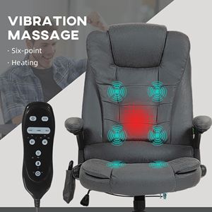 Sedia da Ufficio Ergonomica Grigio Scuro con Massaggio a 6 Punti, Schienale Alto Reclinabile con Base in Alluminio Riscaldata per Home Office - Product Image 4