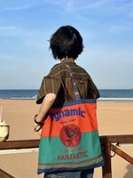 Sac fourre-tout en toile color-block Niche Myth pour femme, imprimé, pour l'extérieur et la plage, sac à bandoulière pour étudiante, sac de shopping